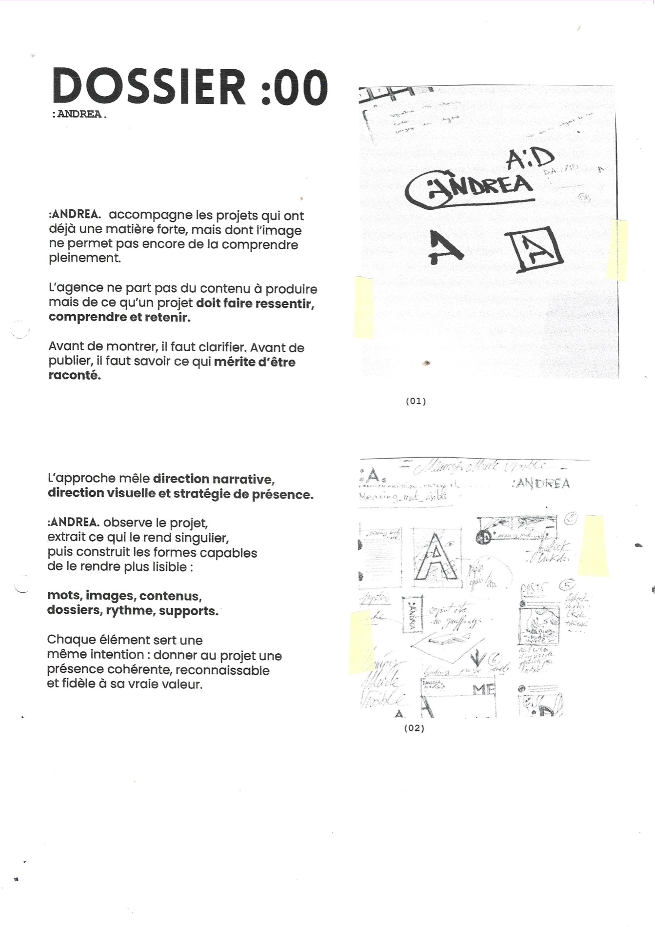 Page source du dossier 00 présentant l'approche :ANDREA.