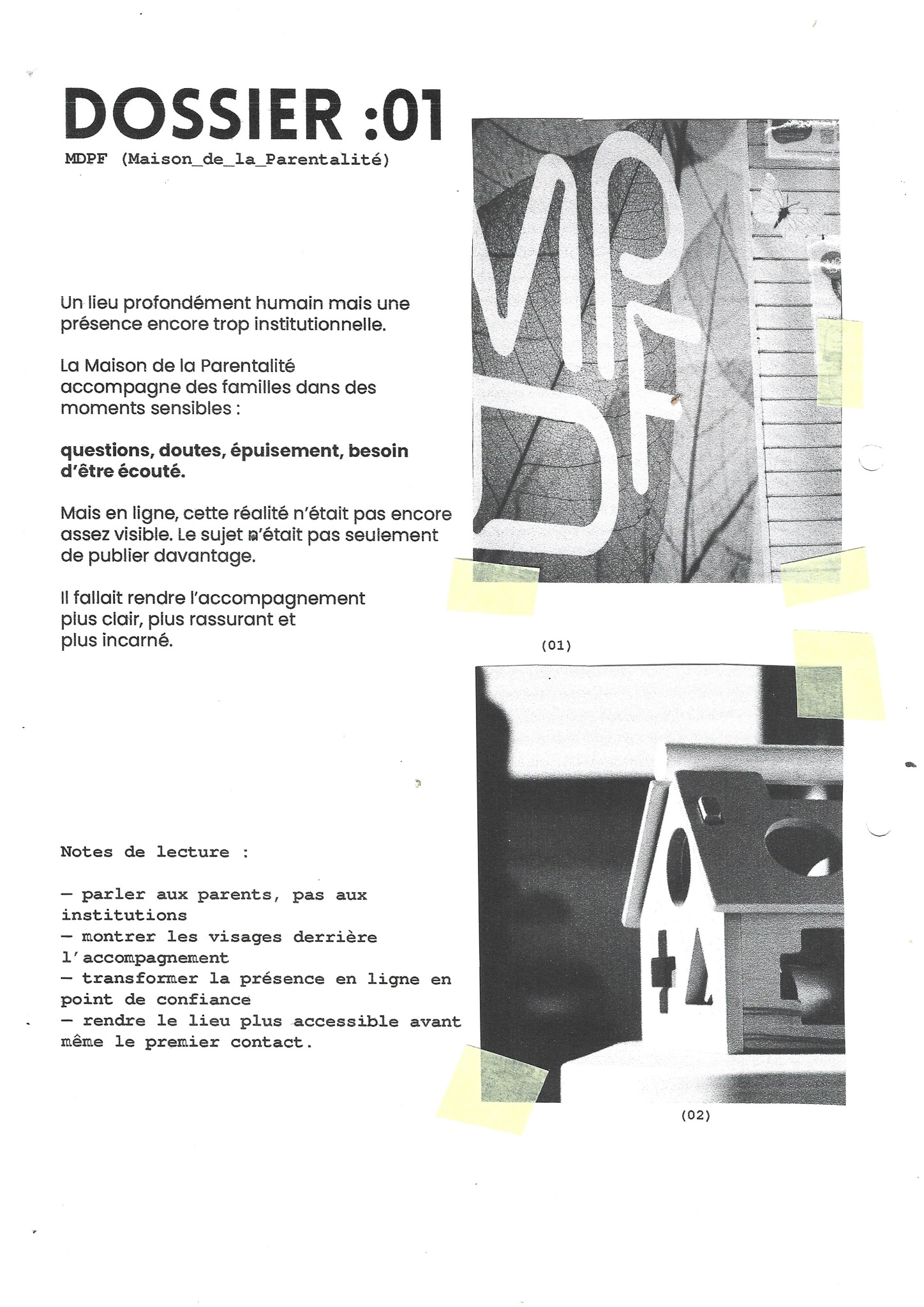 Dossier :ANDREA. — stratégie de présence pour la Maison de la Parentalité : notes de lecture et contexte.